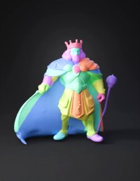 3d model: golden armored king in ornate armor with crown cape and scepter