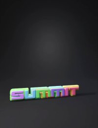 3d model: summont wordmark logo with bold metallic silver letters and chrome tex