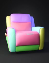 3d model: dark gray leather recliner chair with visible stitching and built in s