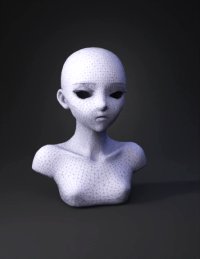 3d model: a simple base human mesh with anime stylization bald female