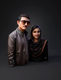 3d model: man and woman posing together
