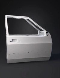 3d model: gray car door panel with handle and window frame