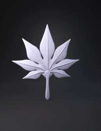 3d model: orange maple leaf with brown stem gradient veins and stylized texture