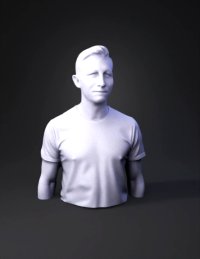 3d model: man portrait with beige clothing and light skin tone