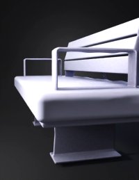 3d model: bench with wooden slats and metal frame gray cushion outdoor furnitu