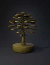 3d model: green display tree with circular shelves on a round base PURO