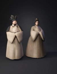 3d model: imperial robe set worn by a male and female in traditional ceremonial